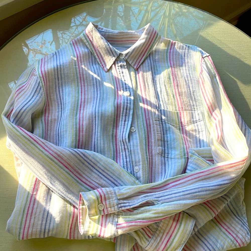 Rails linen striped button down shirt sz S